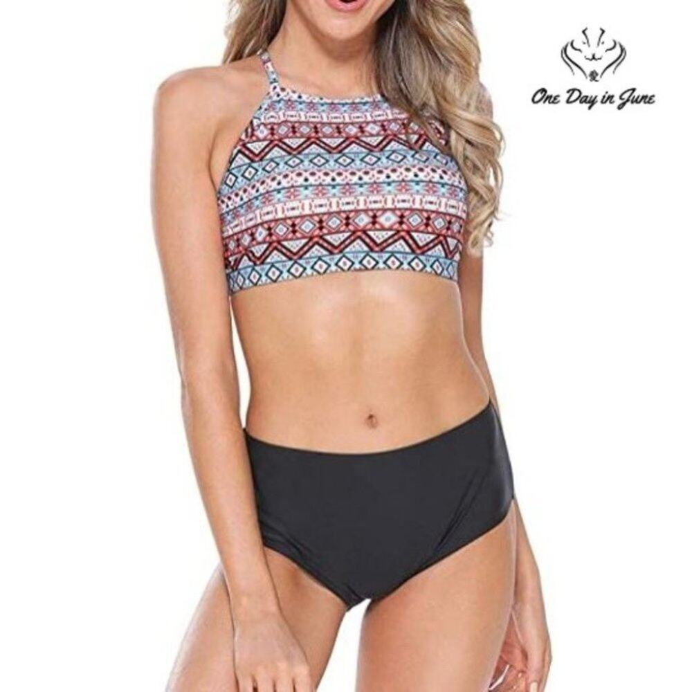 Charmleaks High Neck Halter Bikini Swimsuit Size M